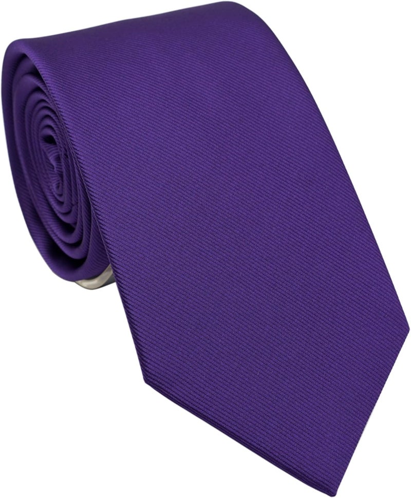 ZENXUS Regular Tie and Pocket Square for Men, Solid Color Necktie Set, 3.2 inch Standard Width - Image 2